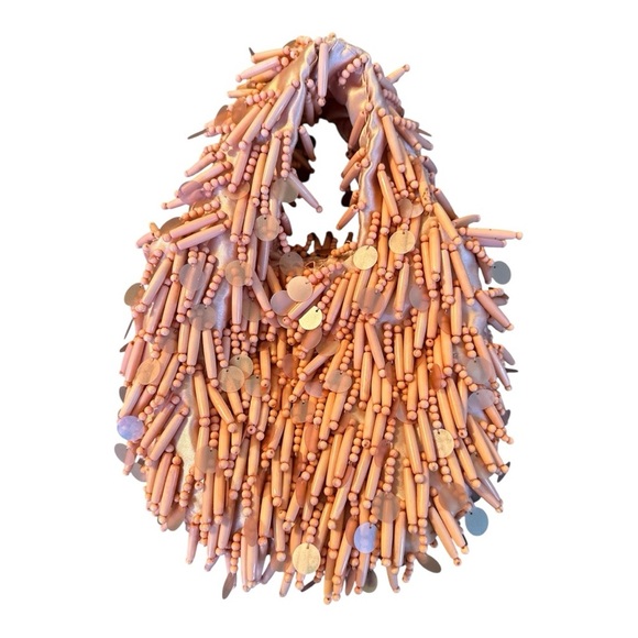 Peach Beaded Fringe Bag - Picture 1 of 1